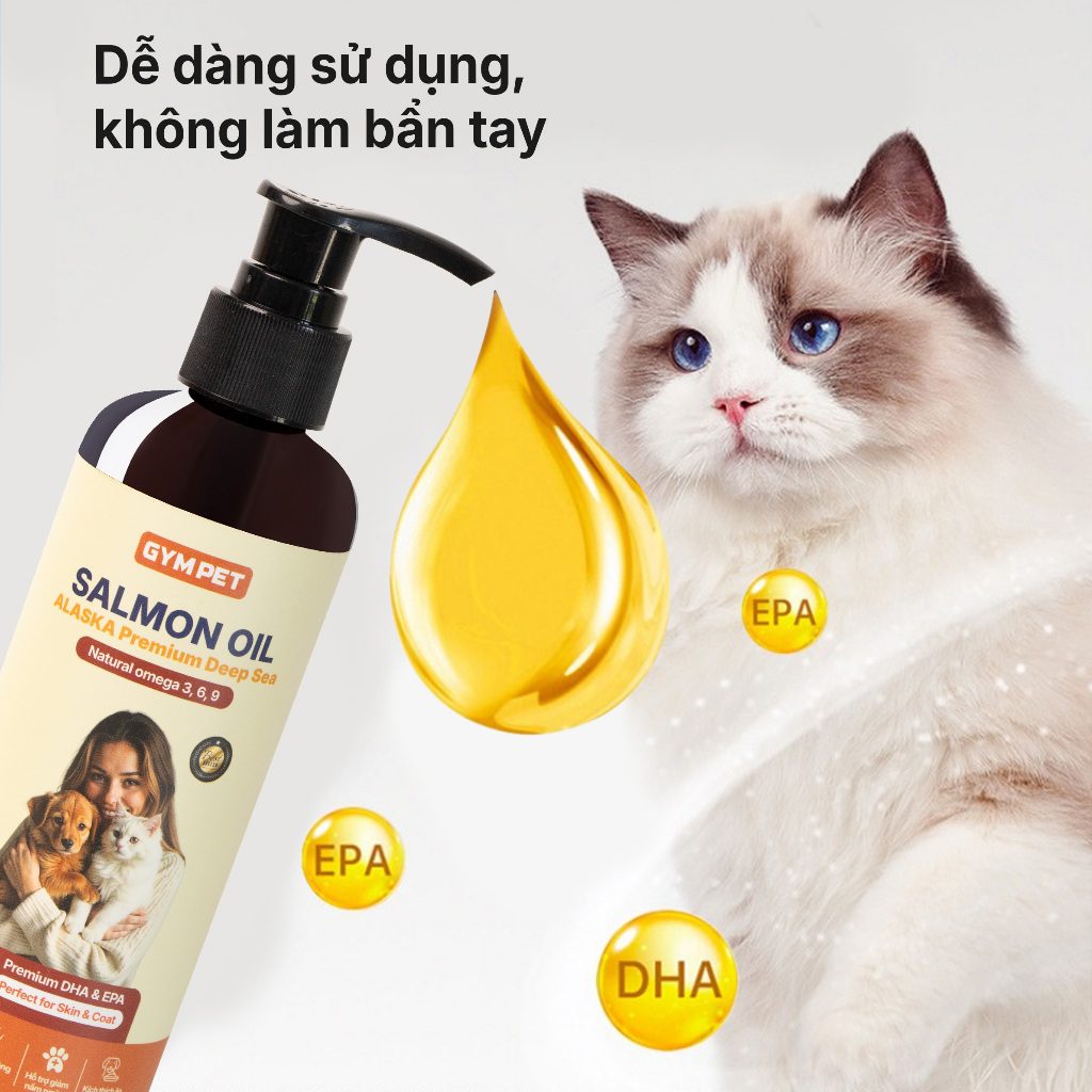 Dầu cá hồi cho Chó Mèo giảm rụng lông, giúp lông mềm mượt Dầu cá hồi cho Chó Mèo giảm rụng lông, giúp lông mềm mượt